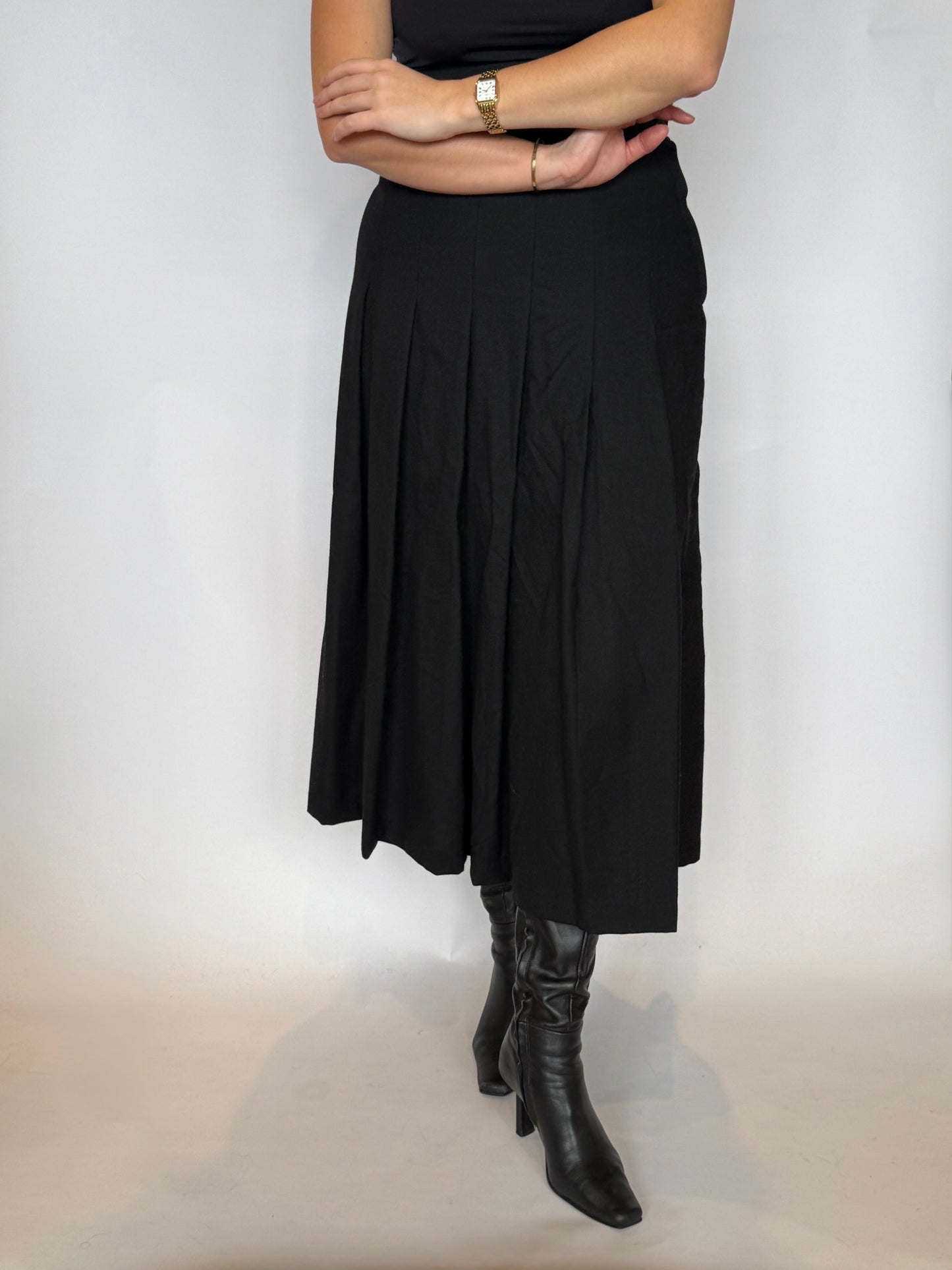 Perri Cutten Pleated Wool Skirt - 8