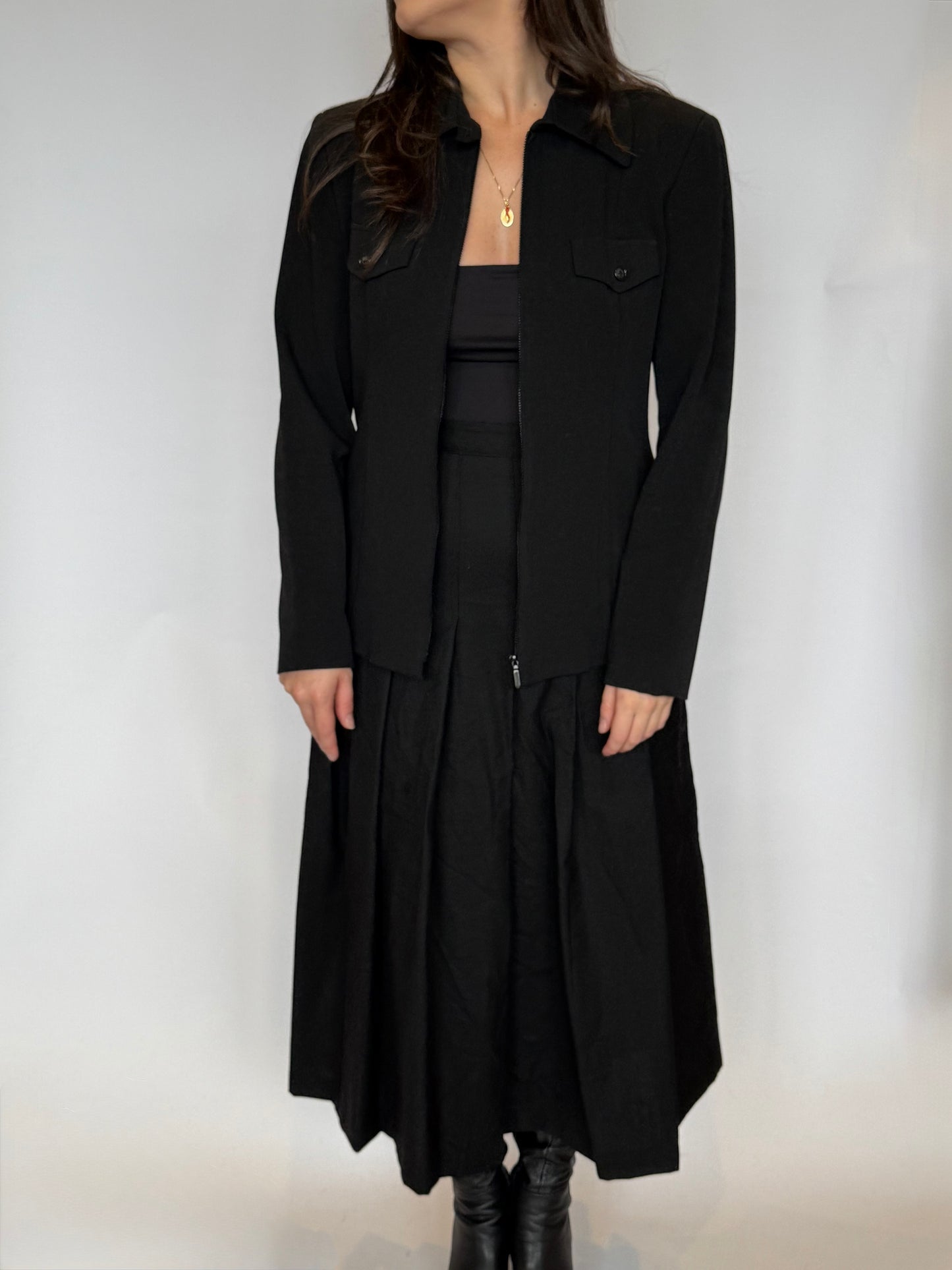 Perri Cutten Pleated Wool Skirt - 8