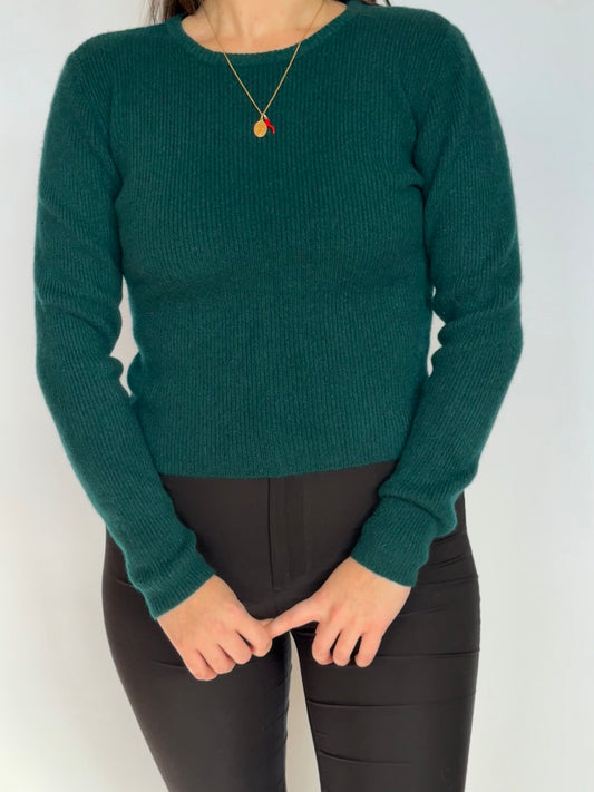 Green Wool & Angora Knit | 8-10