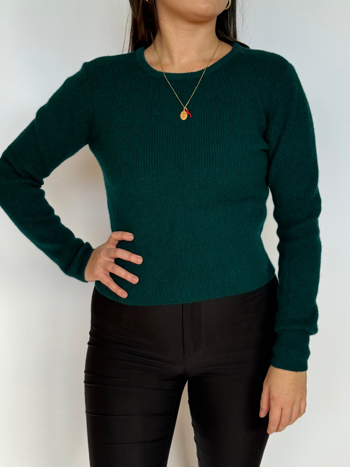 Green Wool & Angora Knit | 8-10