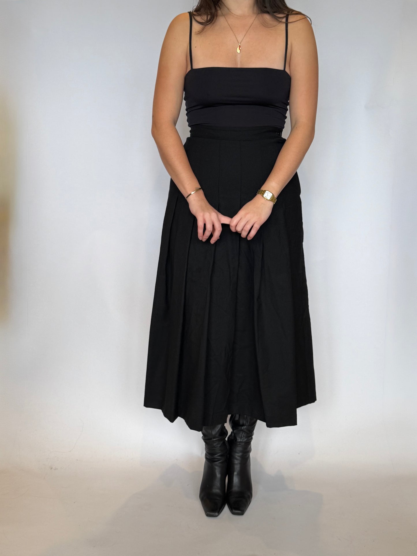 Perri Cutten Pleated Wool Skirt - 8