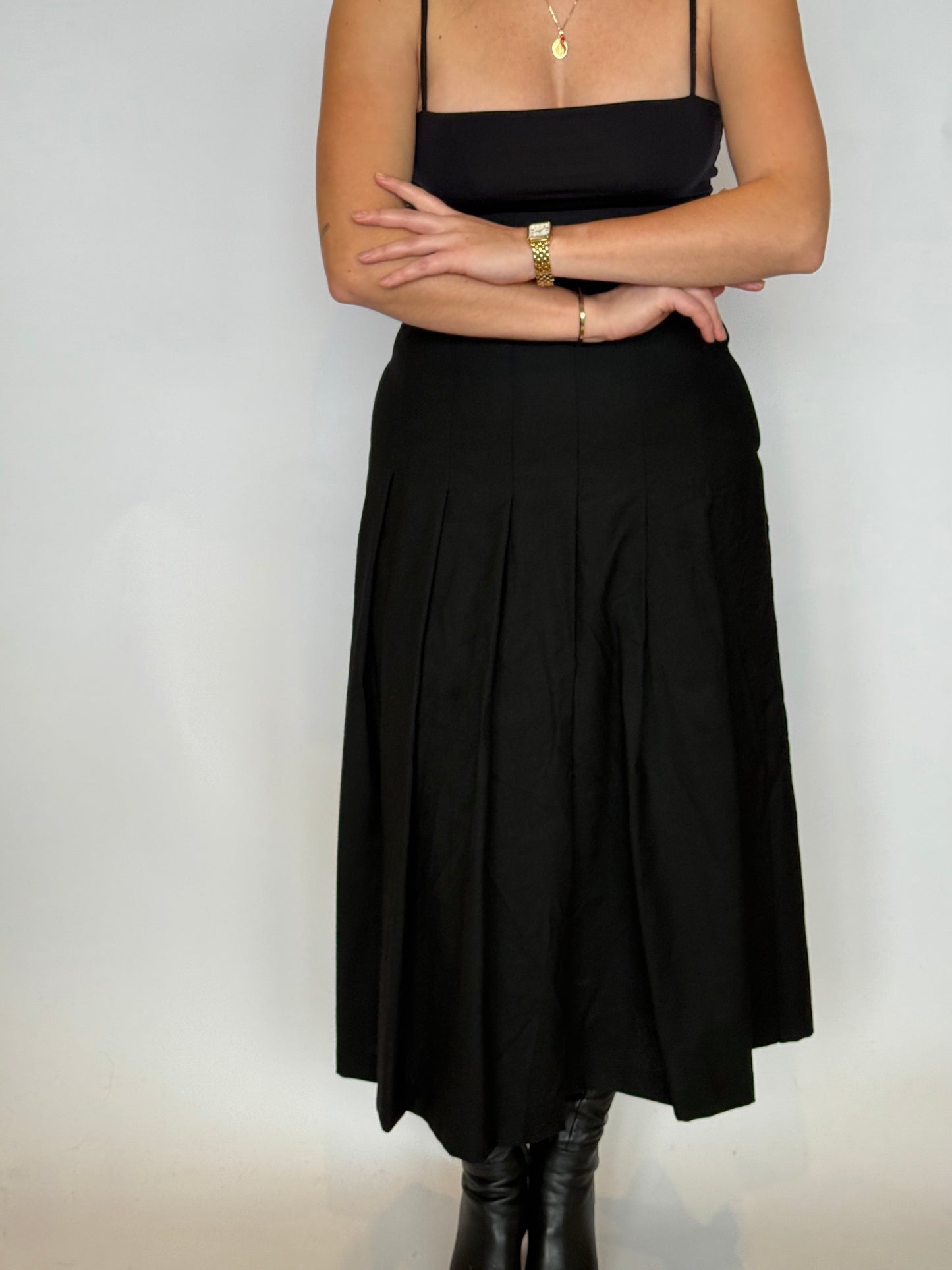 Perri Cutten Pleated Wool Skirt - 8