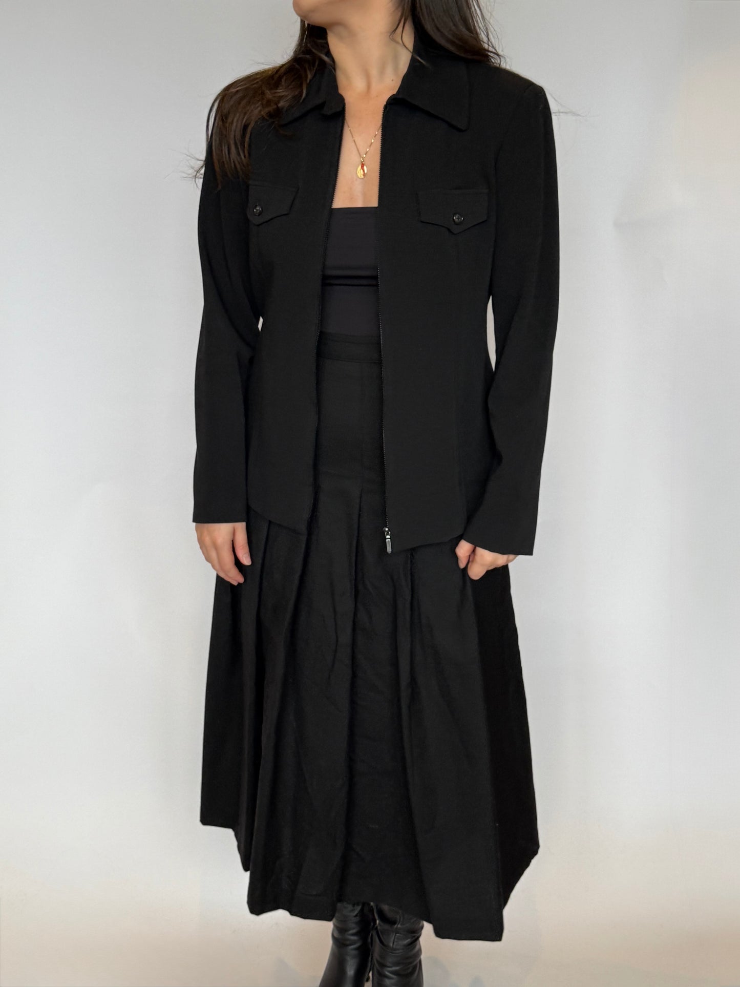 Perri Cutten Pleated Wool Skirt - 8