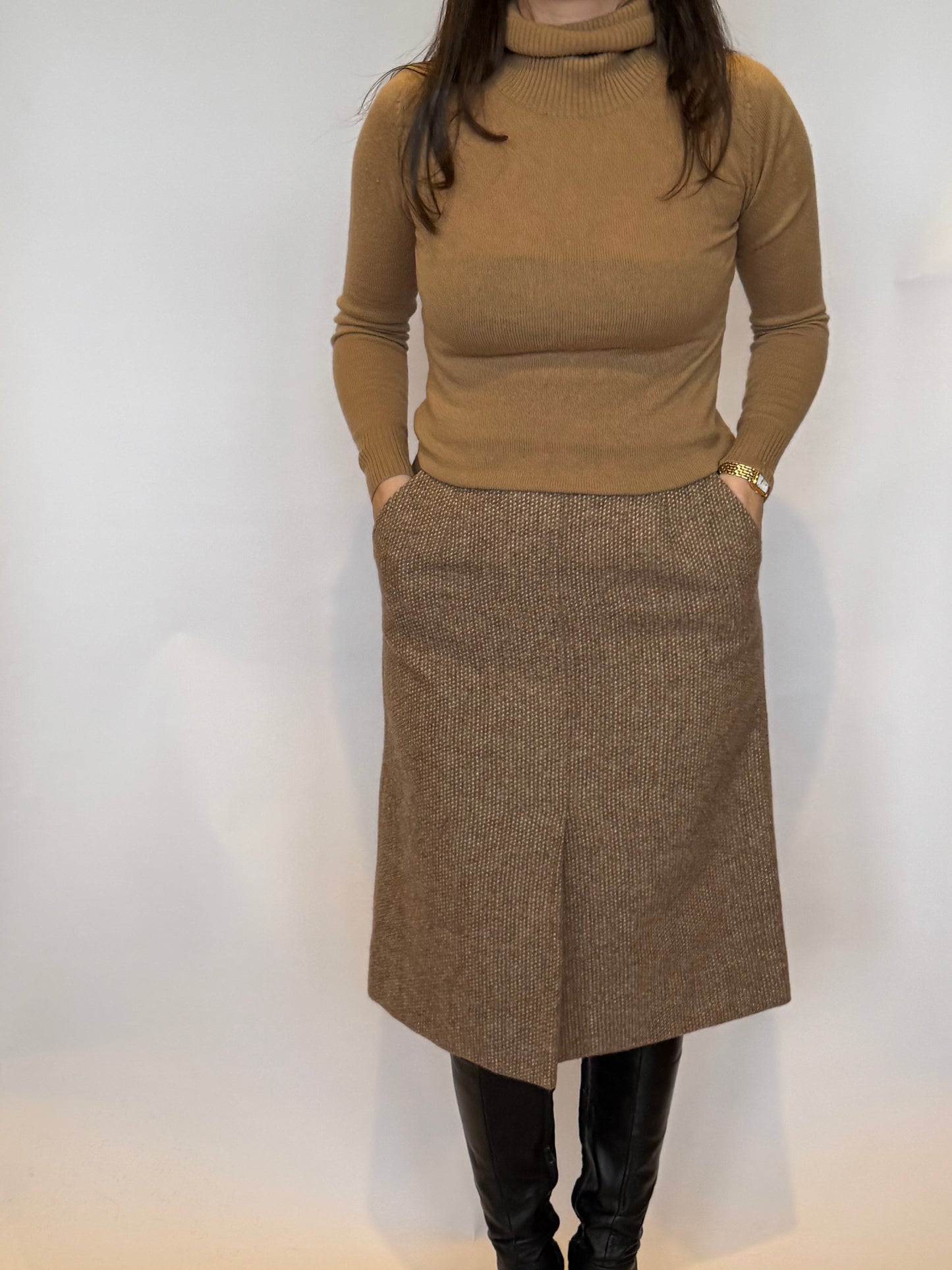 Vintage Wool Midi Skirt - 8