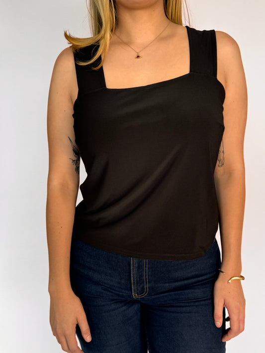 Black Square Neck Tank - 16