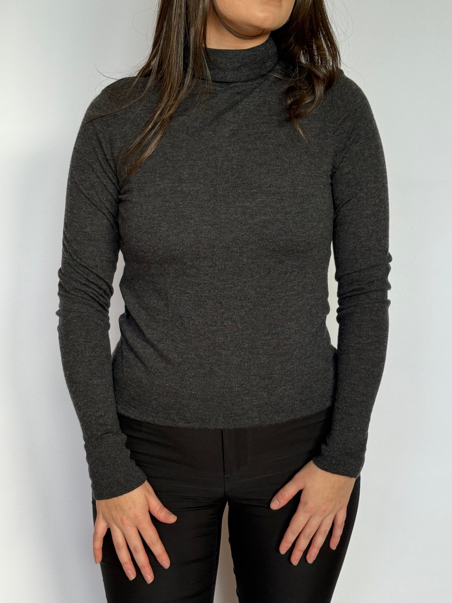 Grey Silk & Wool Turtle Neck | 8-10
