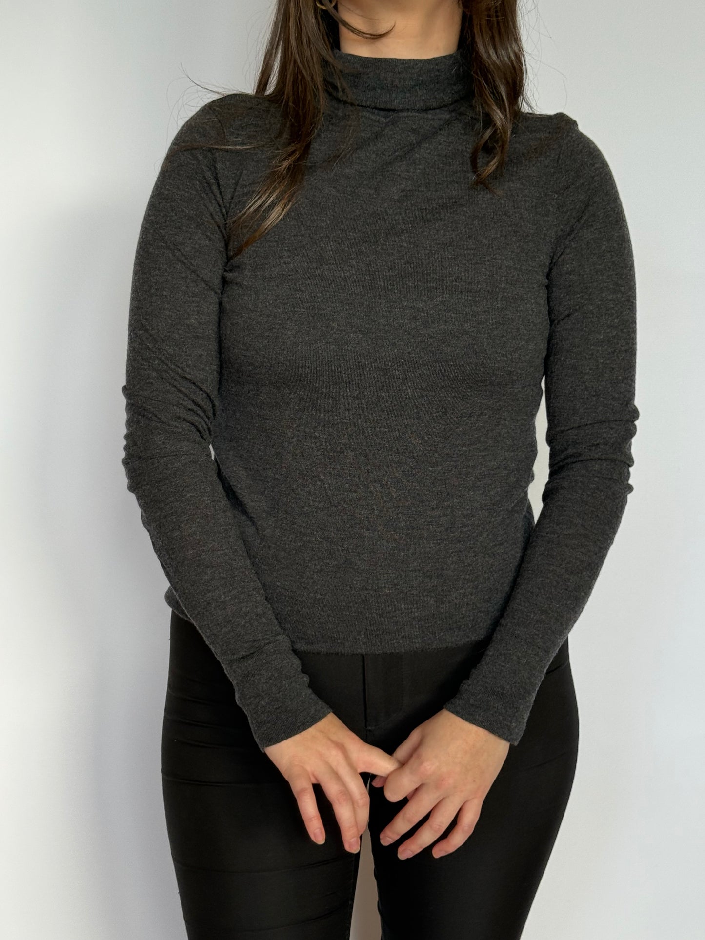 Grey Silk & Wool Turtle Neck | 8-10
