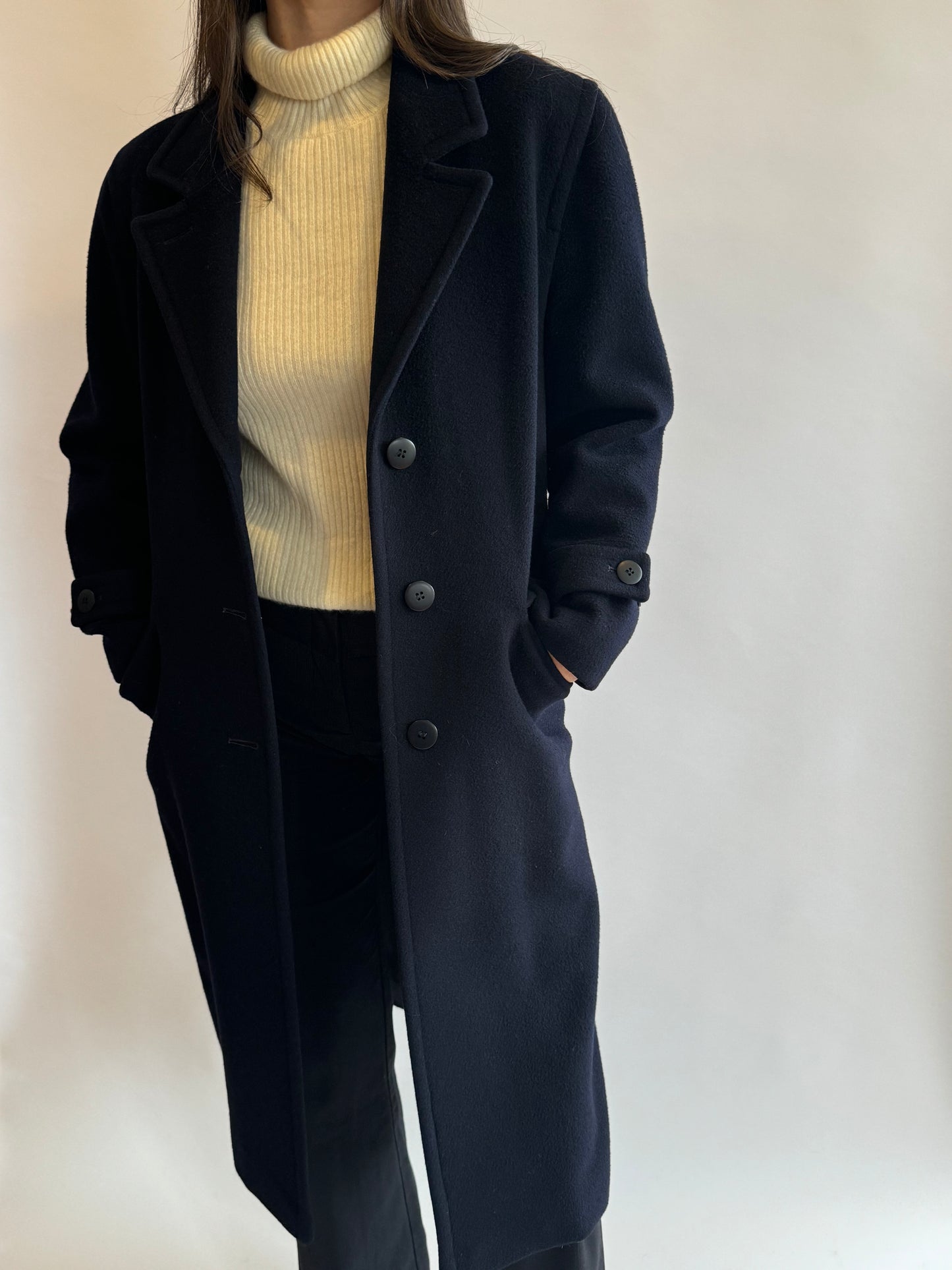 Navy Wool & Cashmere Coat | 8-10