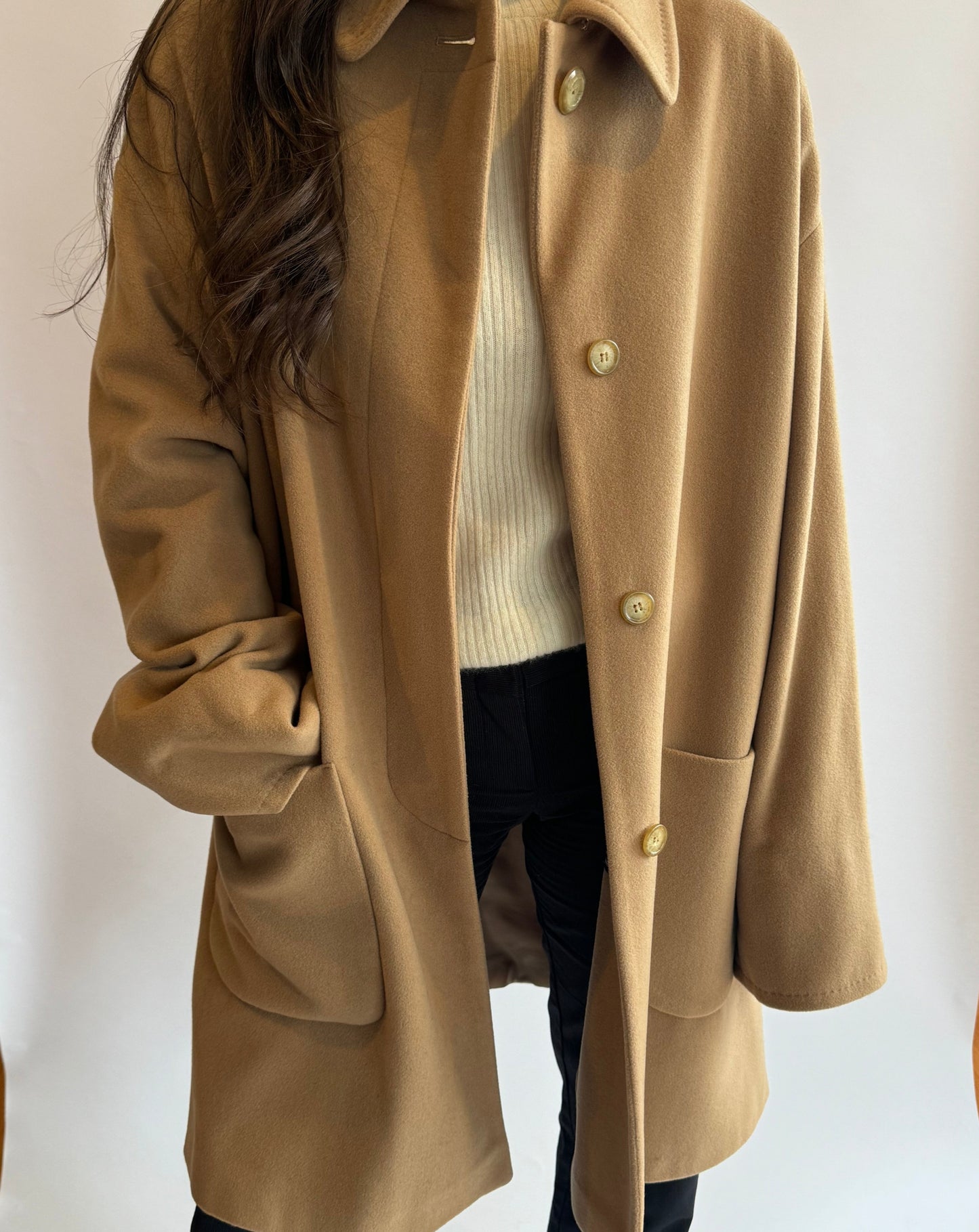 Tan Cashmere & Wool Cocoon Coat | 14-16