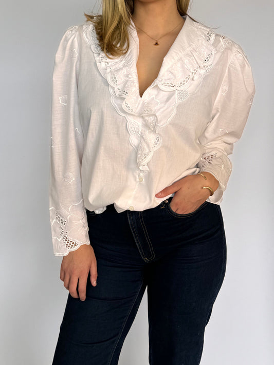 White Ruffle Top - 16-18
