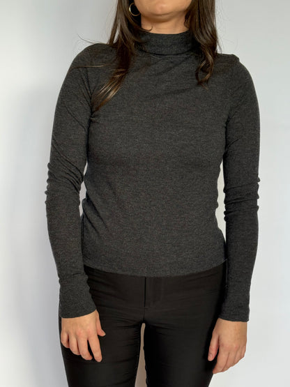 Grey Silk & Wool Turtle Neck | 8-10