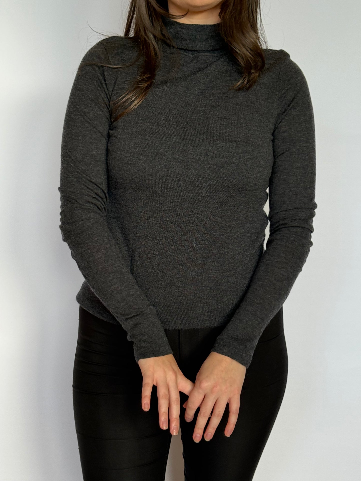 Grey Silk & Wool Turtle Neck | 8-10