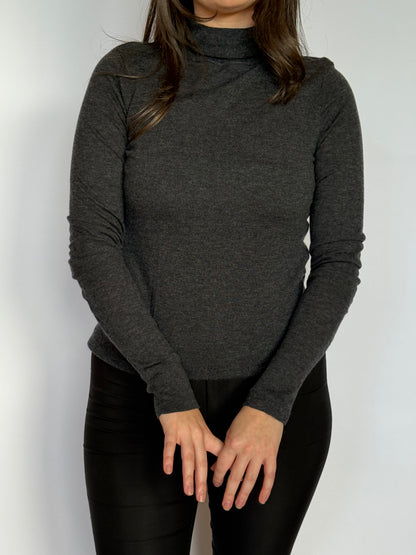 Grey Silk & Wool Turtle Neck | 8-10