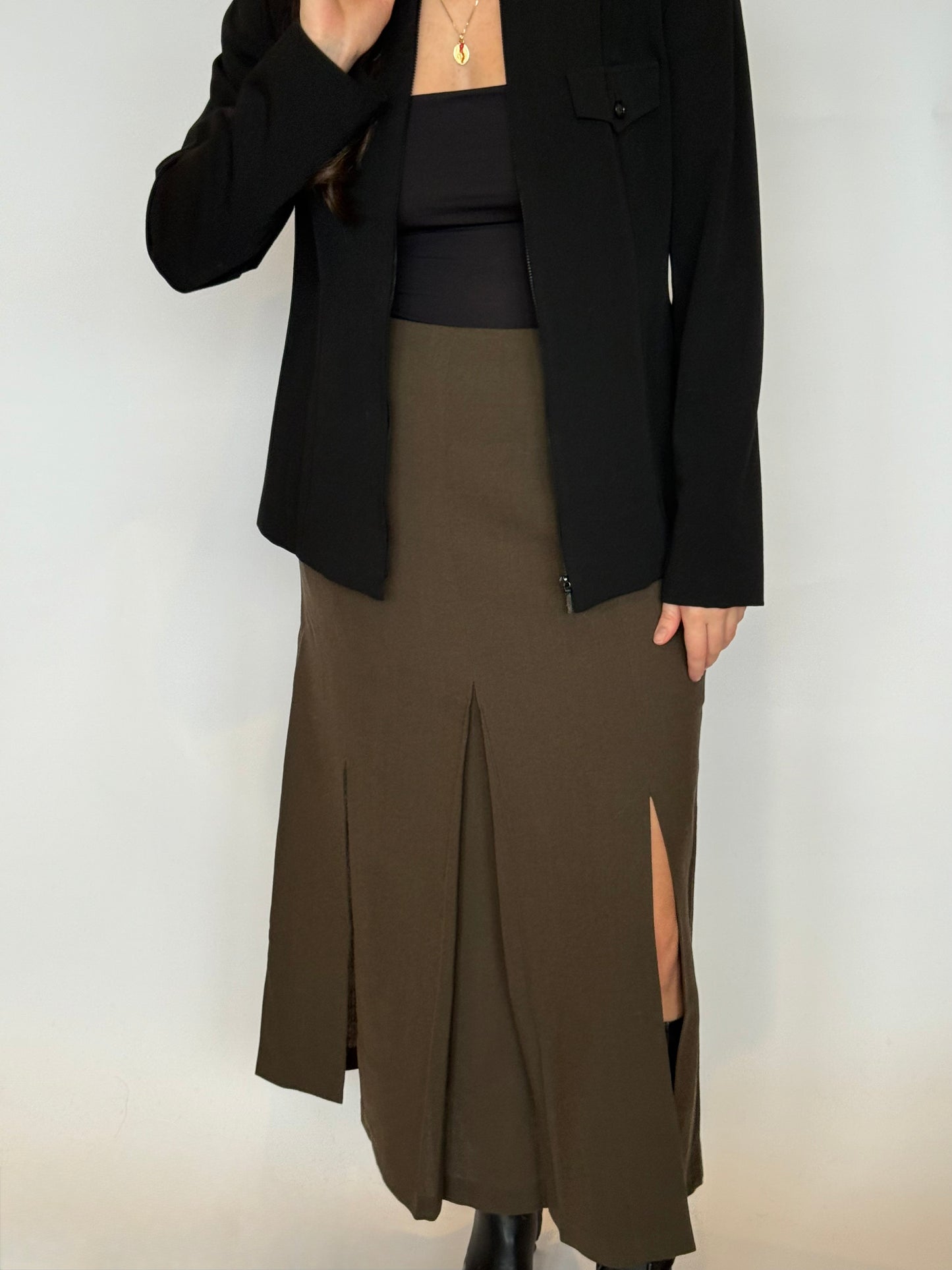 Anthea Crawford Green Maxi Skirt - 10-12