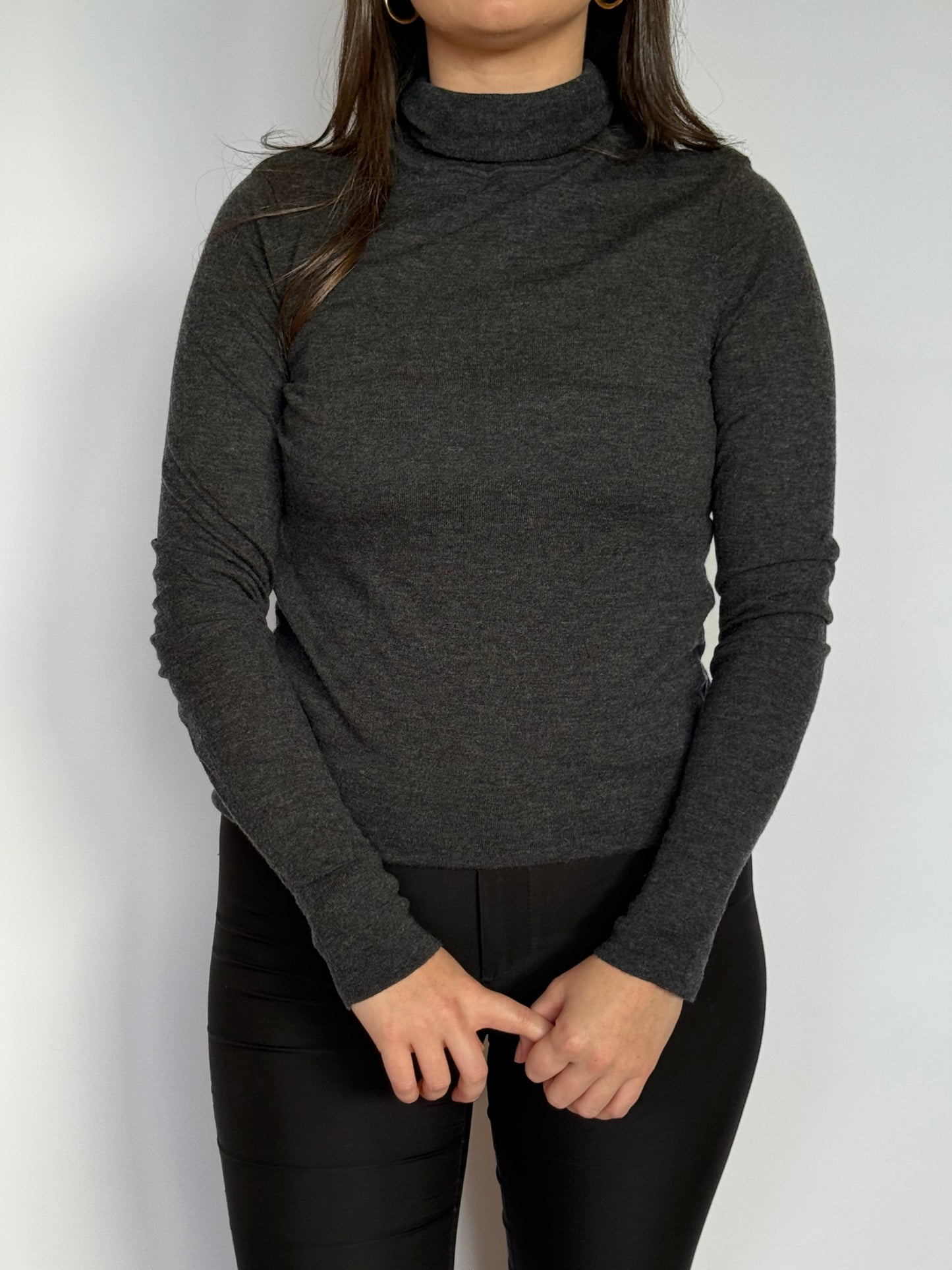 Grey Silk & Wool Turtle Neck | 8-10