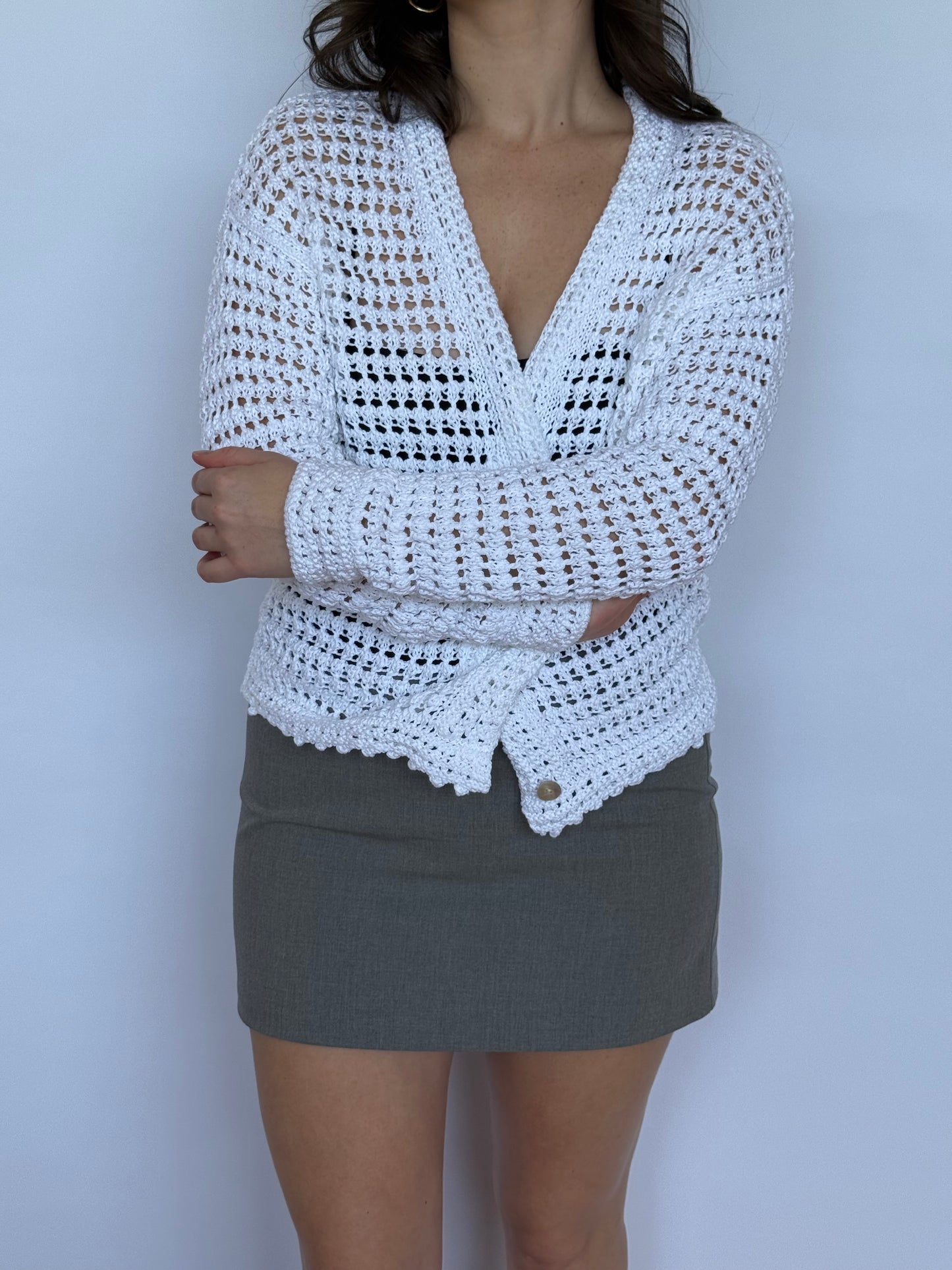 Vince Crochet Cardigan Sweater | 8-10