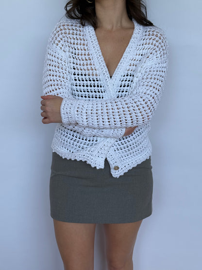 Vince Crochet Cardigan Sweater | 8-10