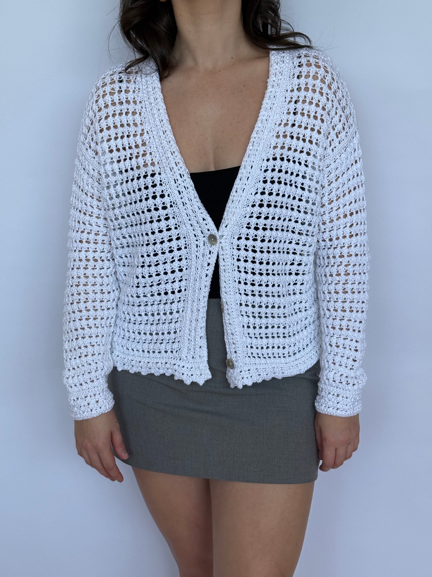 Vince Crochet Cardigan Sweater | 8-10