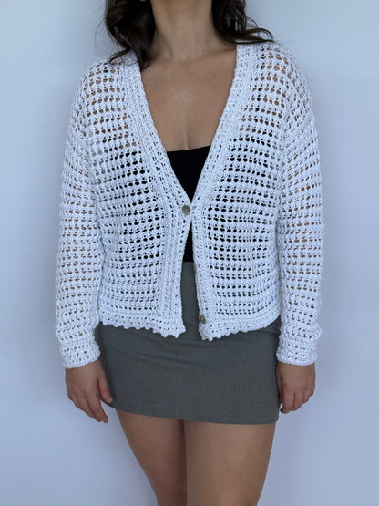 Vince Crochet Cardigan Sweater | 8-10