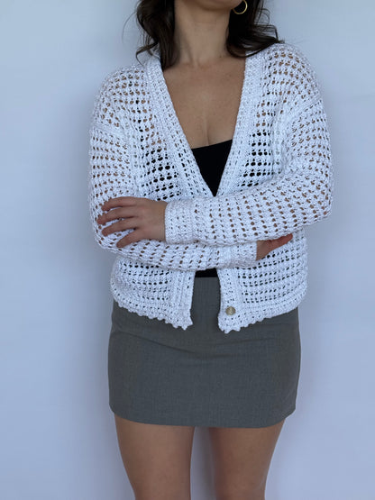 Vince Crochet Cardigan Sweater | 8-10